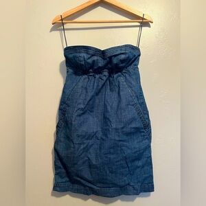 American Eagle Sweetheart Neckline Strapless Denim Mini Dress